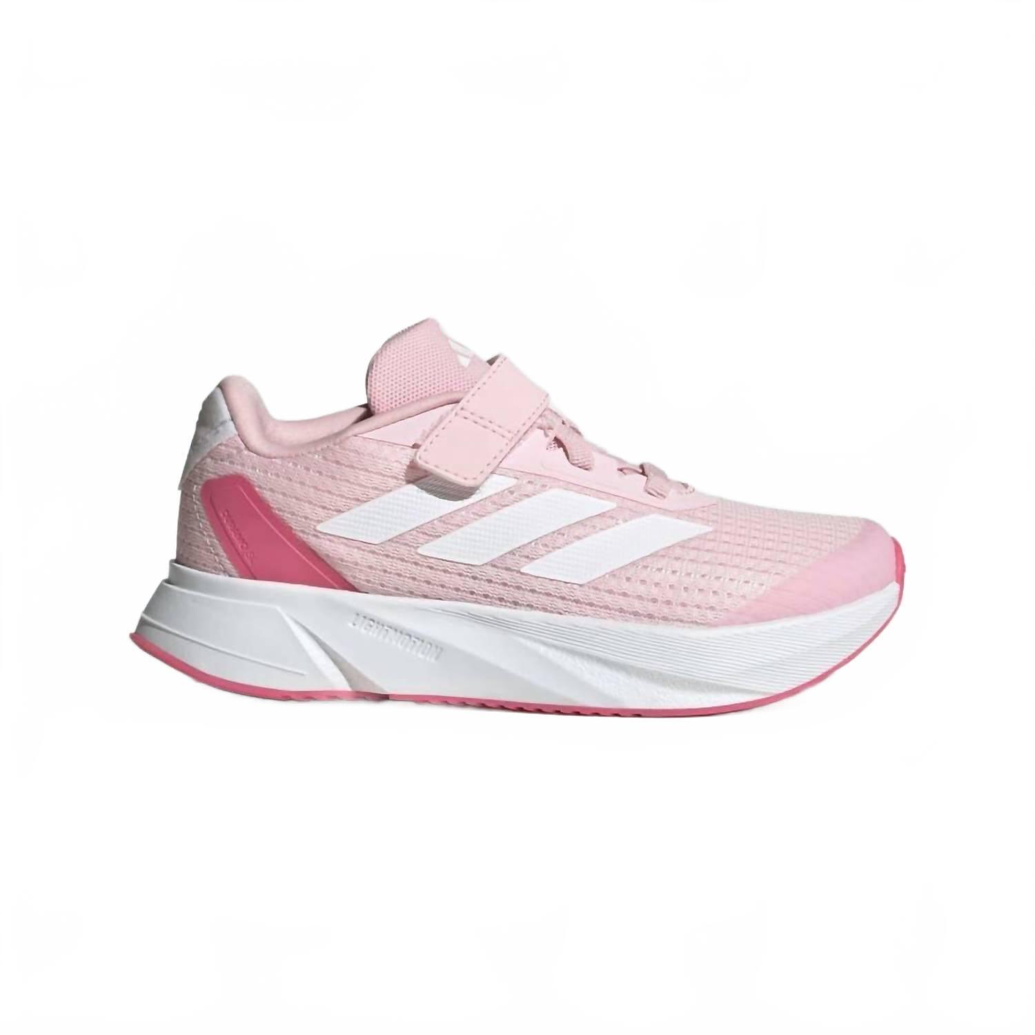 New Adidas Girl's Duramo Elastic Lace Sneakers In Pink/White
